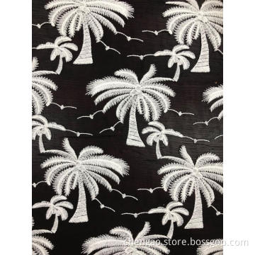 Coconut Tree Design Chiffon Embroider Fabric